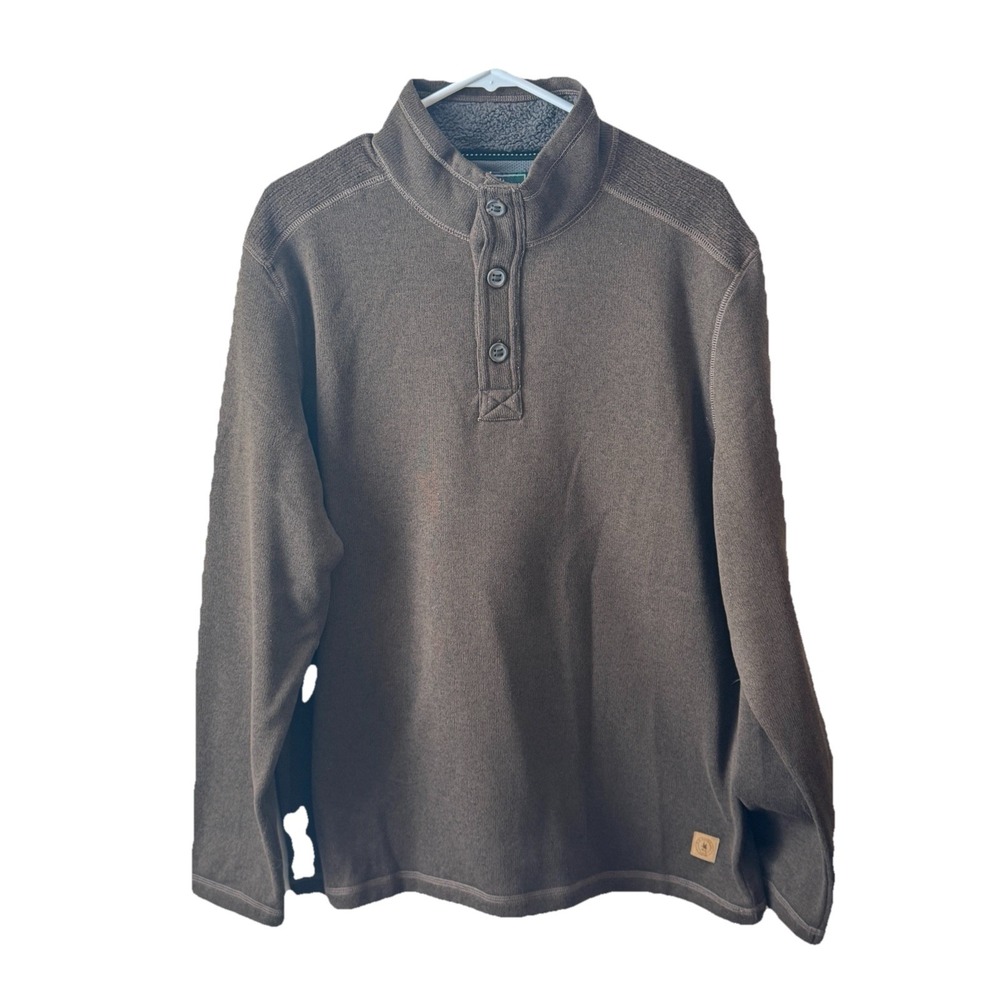 G.H. Bass & Co Mens 1/4 Button Down Pullover Size L Brown NWOT